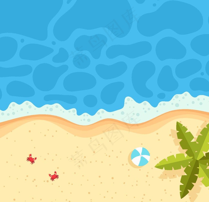 卡通海洋沙滩天空海岛背景图片