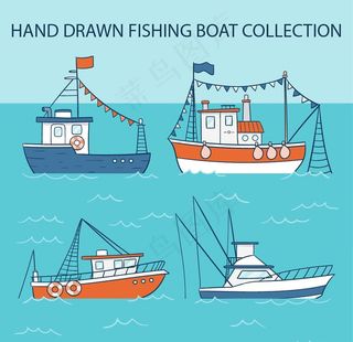 创意卡通渔船图片