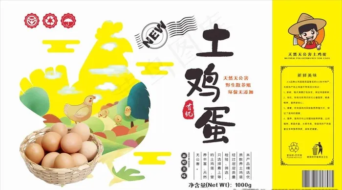 土鸡蛋包装展开图图片cdr矢量模版下载