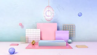 立体展台活动促销背景海报素材图片