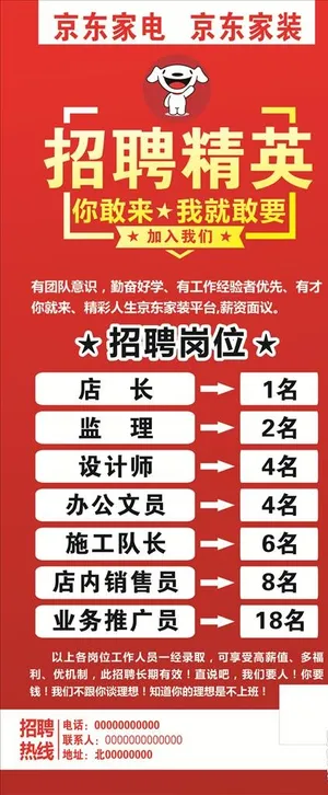 京东家电招聘展架图片
