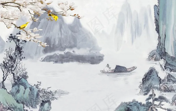 国画山水画图片(4500X3000(DPI:72))psd模版下载