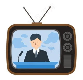 电视机 卡通新闻播报元素图片