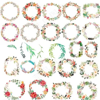 手绘水彩花环图片