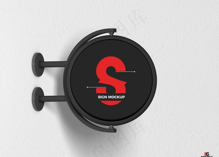 圆形招牌标志样机图片