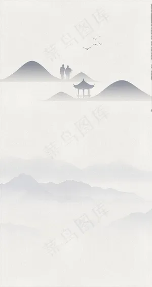 中式 微信 节气 山禅 背景图片