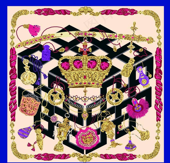 数码印花方巾图案图片