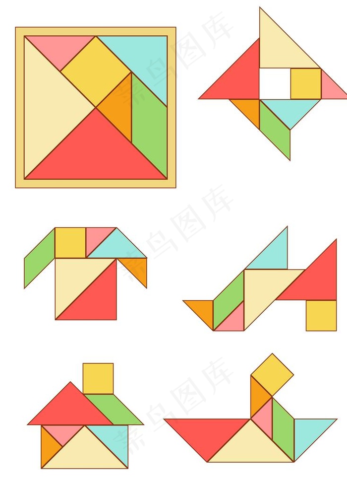 七巧板图片ai矢量模版下载