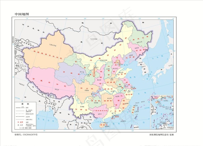 中国地图1:2200万图片eps,ai矢量模版下载
