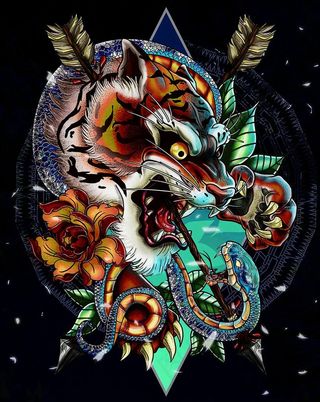 老虎T恤印花花纹涂鸦背景图片