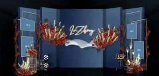 蓝色婚礼迎宾舞台图片