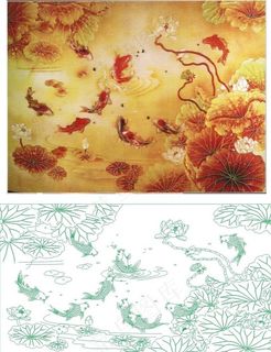 荷花九鱼图图片