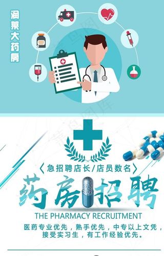 药房招聘海报图片