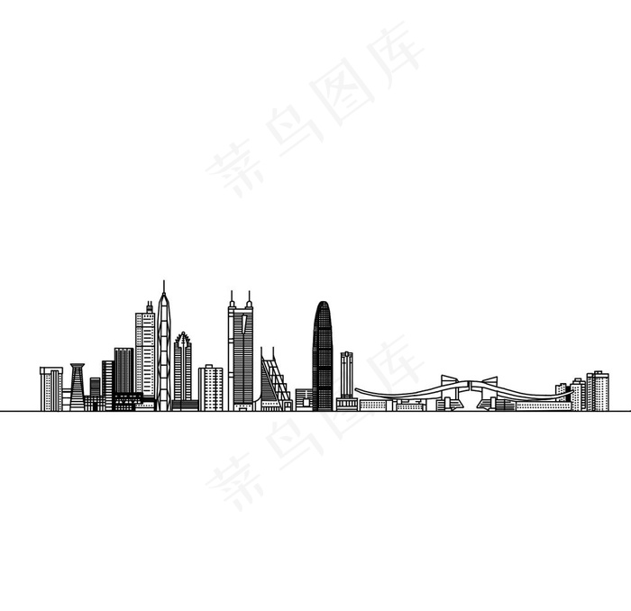 深圳全景线描图图片psd模版下载