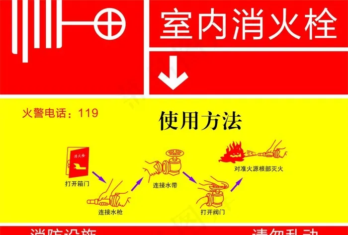 室内消火栓使用方法图片cdr矢量模版下载