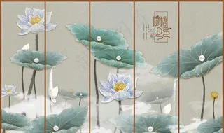 荷花 电视背景墙图片