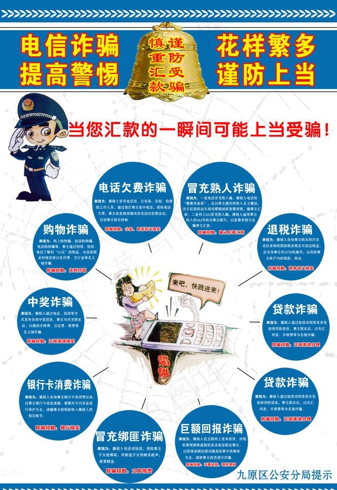 电信诈骗图片psd模版下载
