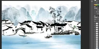 江南水乡水墨新中式山水背景图片