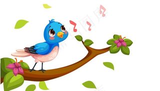 树枝小鸟唱歌图片