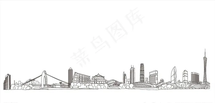 城市矢量线条图图片eps,ai矢量模版下载