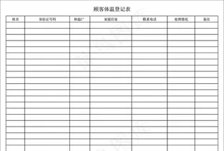 顾客体温登记表图片