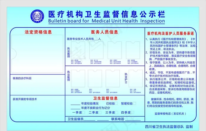 医疗机构卫生监督信息公示栏源文图片cdr矢量模版下载