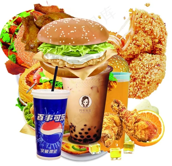 炸鸡汉堡海报素材图片(5906X5906(DPI:300))psd模版下载