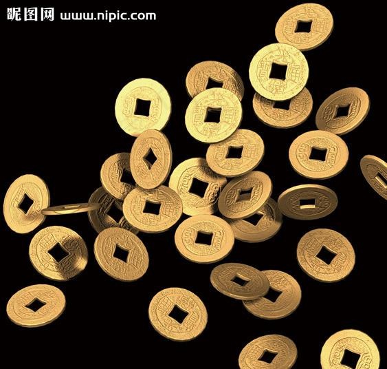 中式古代钱币图片psd模版下载
