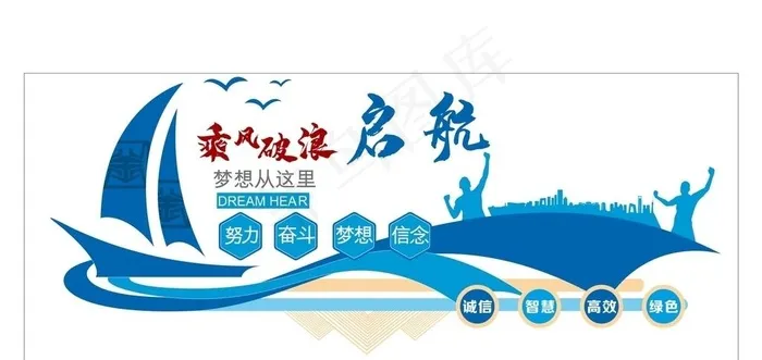 励志文化墙图片cdr矢量模版下载