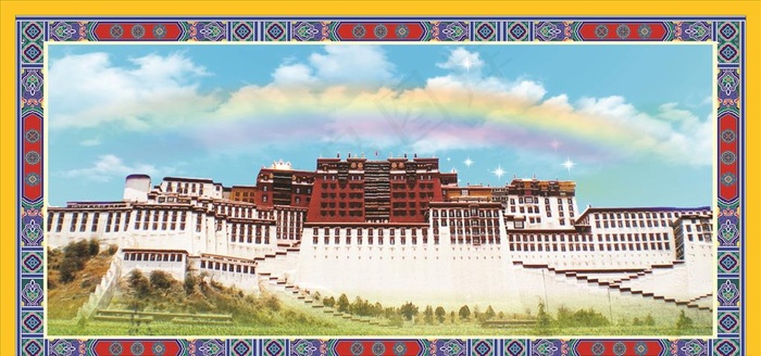 藏式画框布达拉宫图片