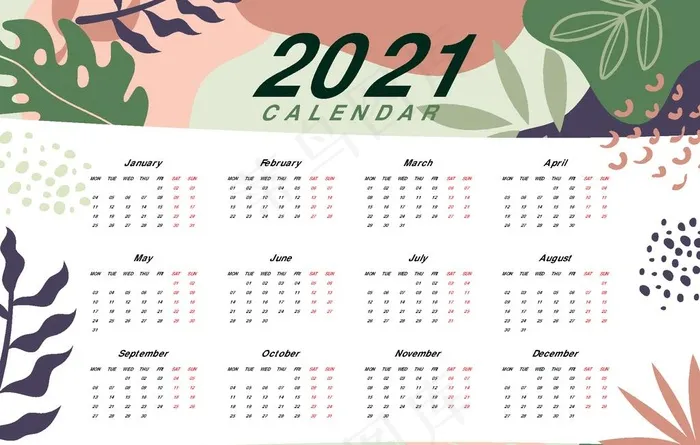 2021年年历图片eps,ai矢量模版下载