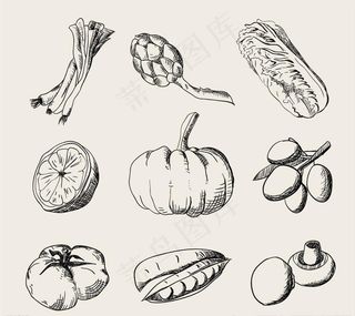 矢量手绘蔬菜图标图片