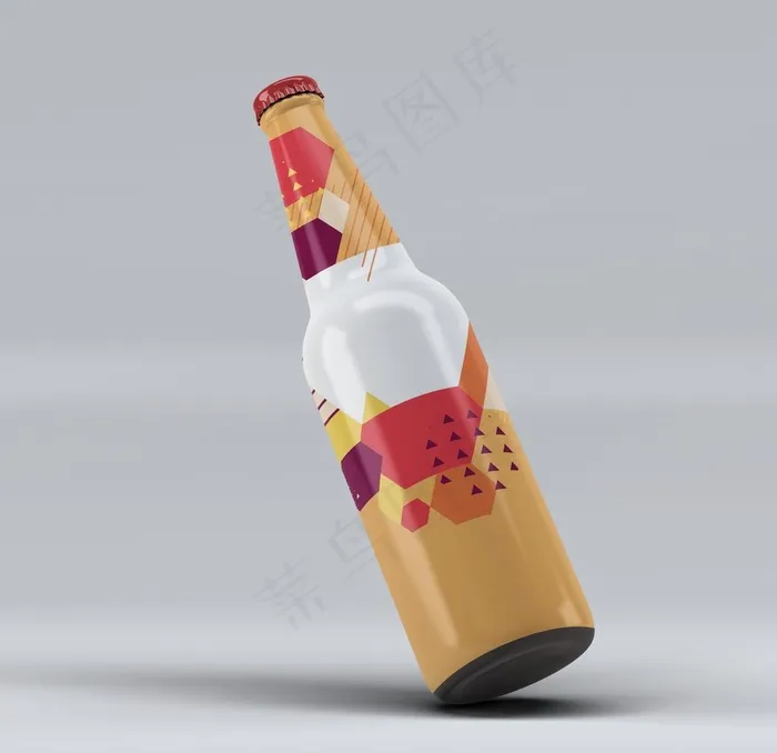 啤酒瓶样机图片(2500X2500(DPI:72))psd模版下载