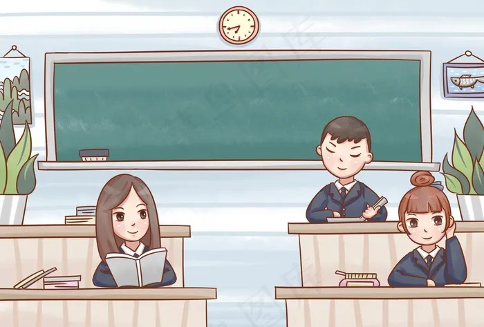 自习室插画图片