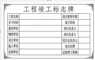 工程竣工标志牌图片
