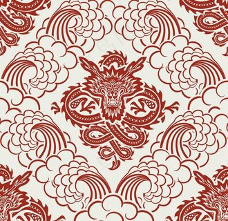 矢量中国龙无缝图案图片