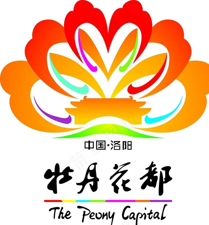 牡丹花都标志图片cdr矢量模版下载