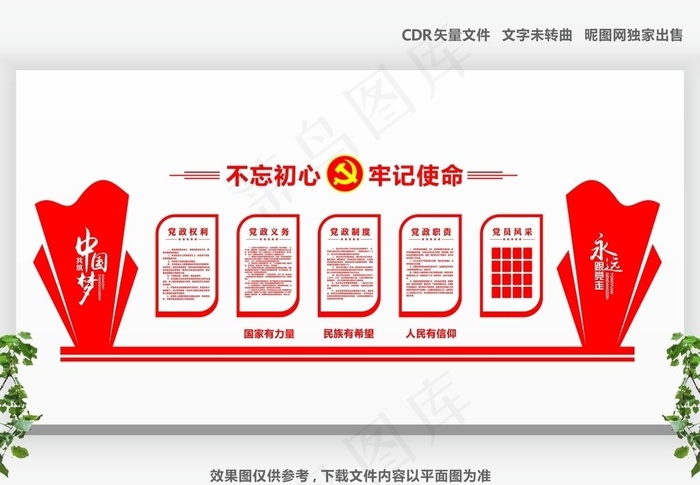党建文化墙图片cdr矢量模版下载