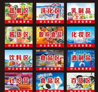 超市区域牌图片