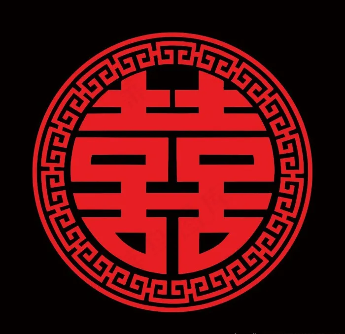 中式囍字图片psd模版下载