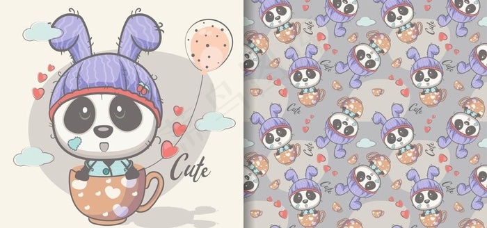 卡通熊猫图片eps,ai矢量模版下载