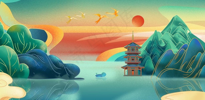 国潮风中式背景图片(1920X1000(DPI:254))psd模版下载