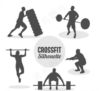 混合健身人物剪影图片