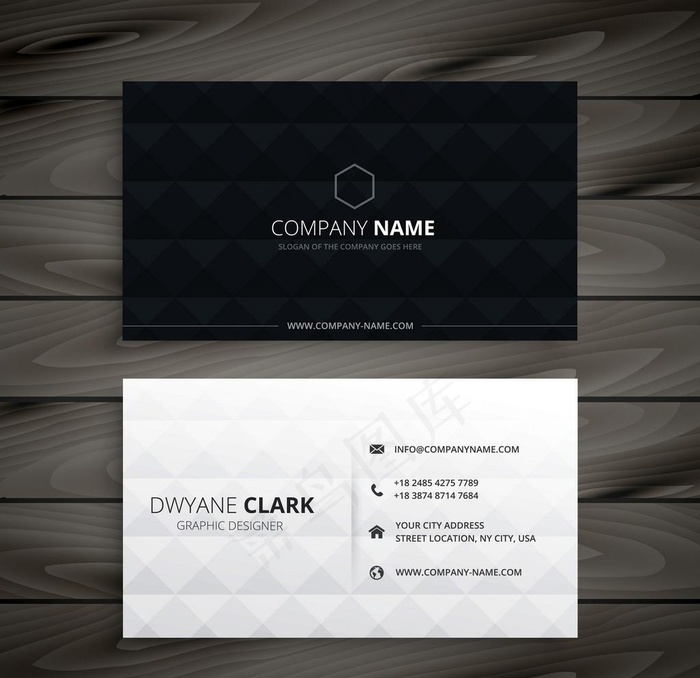 简单黑白钻石名片图片