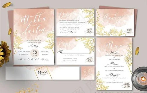 水彩墨迹结婚海报 婚礼邀请函图片