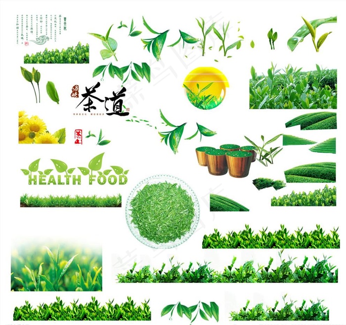 茶园茶叶元素图片