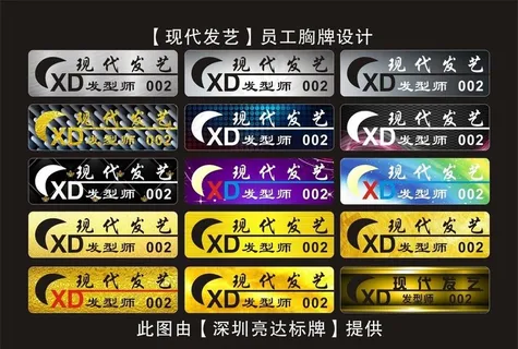 现代发艺美发店胸牌设图片