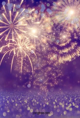 紫色渐变黄色发光烟花图片