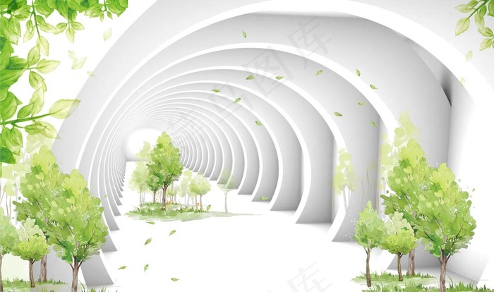 3D立体树林背景图图片