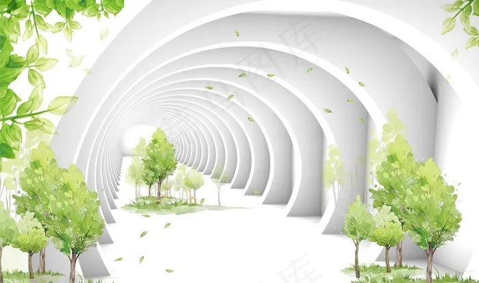 3D立体树林背景图图片
